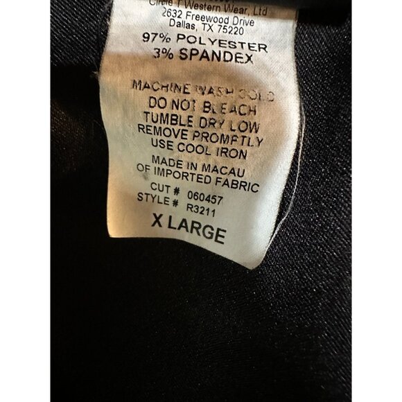 Vtg 90s Rough Rider Circle T Western Shirt Black Faux Suede Snap Front Size XL - Picture 9 of 9